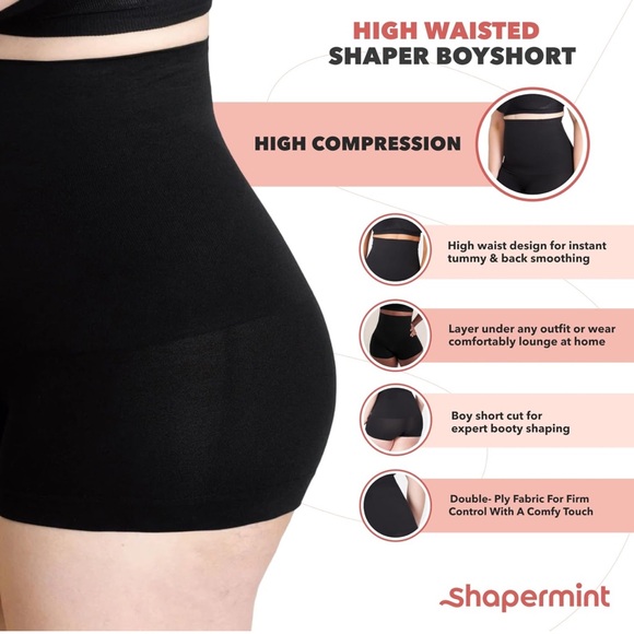 SHAPERMINT High Waisted Body Shaper Boyshorts - Picture 2 of 5